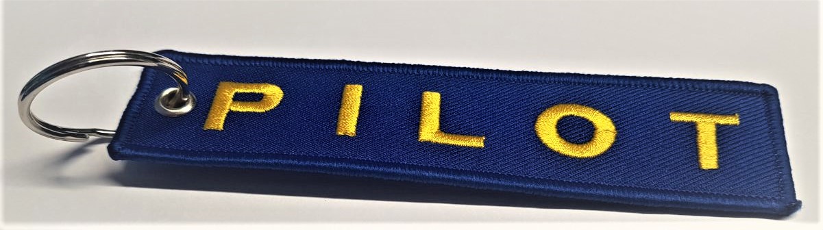 Yellow PILOT on Blue RBF Keyring
