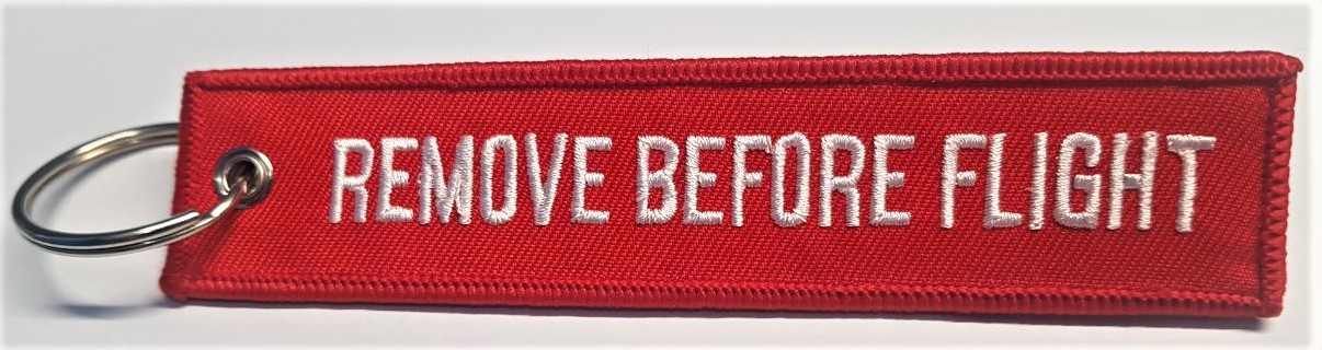 Embroidered Remove Before Flight Keyring